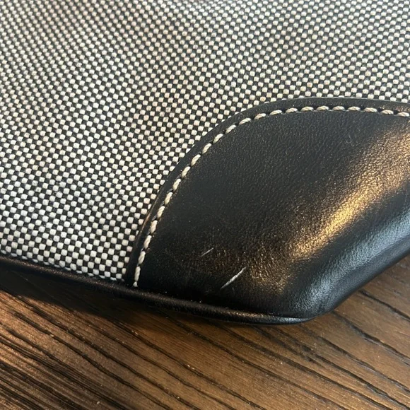 Coach Vintage Black & White Tweed Top Handle Satchel Tote Handbag #9557 - Picture 9 of 15